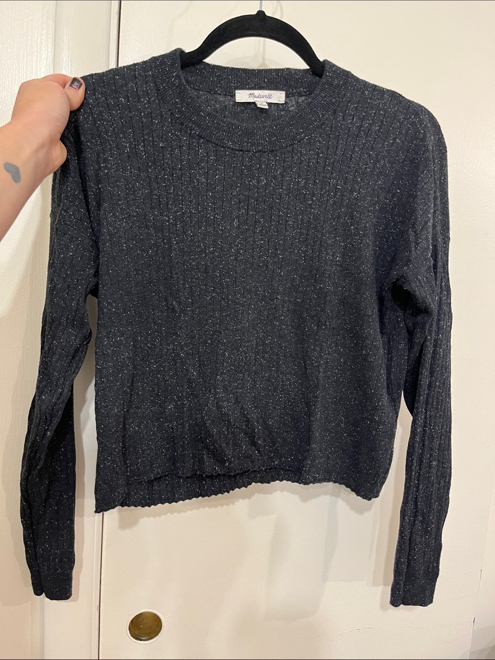 Madewell Dark Grey Ribbed Crewneck Sweater